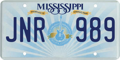 MS license plate JNR989