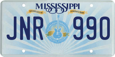 MS license plate JNR990