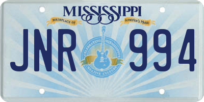 MS license plate JNR994
