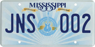 MS license plate JNS002