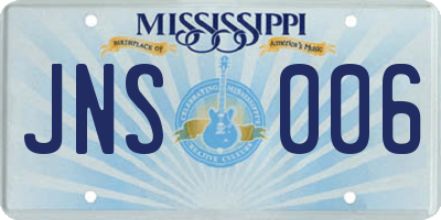 MS license plate JNS006