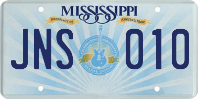 MS license plate JNS010