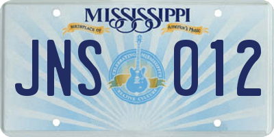 MS license plate JNS012
