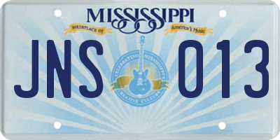 MS license plate JNS013