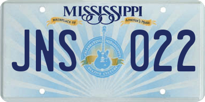 MS license plate JNS022