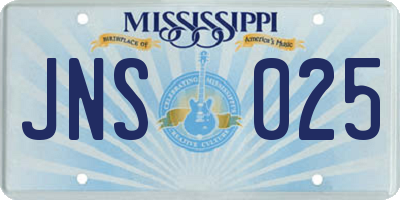 MS license plate JNS025