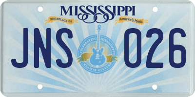 MS license plate JNS026