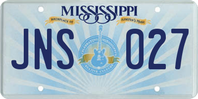MS license plate JNS027