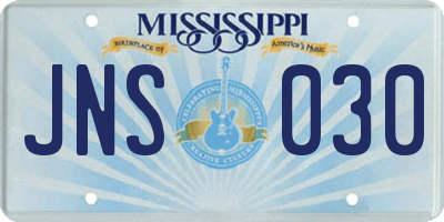 MS license plate JNS030