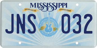 MS license plate JNS032