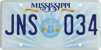 MS license plate JNS034