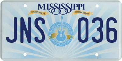 MS license plate JNS036