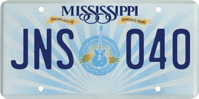 MS license plate JNS040