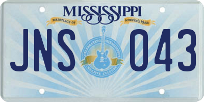 MS license plate JNS043