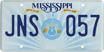 MS license plate JNS057