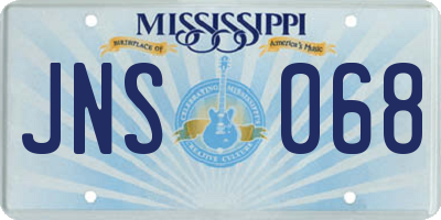 MS license plate JNS068