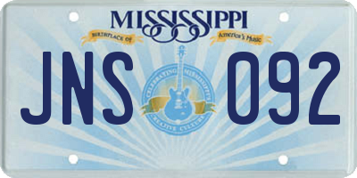 MS license plate JNS092