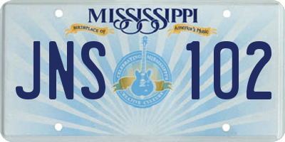 MS license plate JNS102