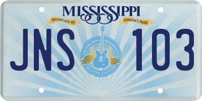 MS license plate JNS103