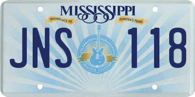 MS license plate JNS118