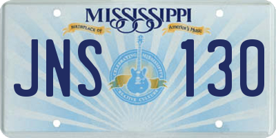 MS license plate JNS130