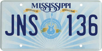 MS license plate JNS136