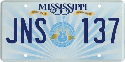 MS license plate JNS137