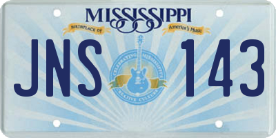 MS license plate JNS143