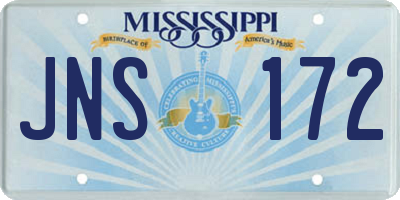 MS license plate JNS172