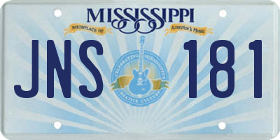 MS license plate JNS181