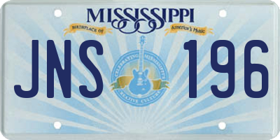 MS license plate JNS196