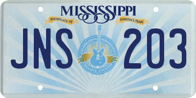 MS license plate JNS203