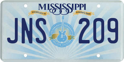 MS license plate JNS209