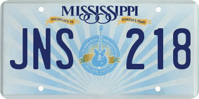 MS license plate JNS218