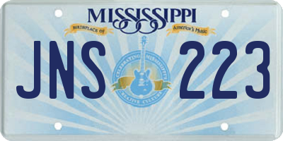 MS license plate JNS223