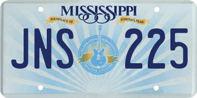 MS license plate JNS225