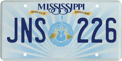 MS license plate JNS226