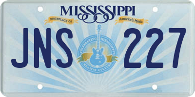 MS license plate JNS227