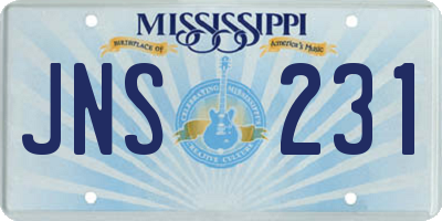 MS license plate JNS231