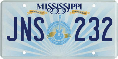 MS license plate JNS232