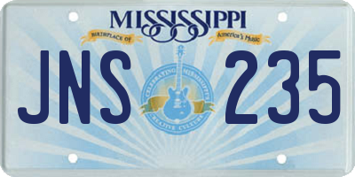 MS license plate JNS235