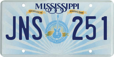 MS license plate JNS251