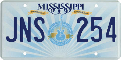 MS license plate JNS254