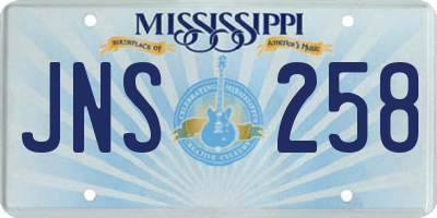 MS license plate JNS258