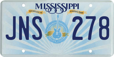 MS license plate JNS278