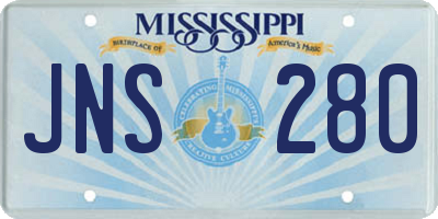MS license plate JNS280