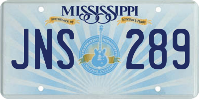 MS license plate JNS289