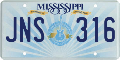 MS license plate JNS316