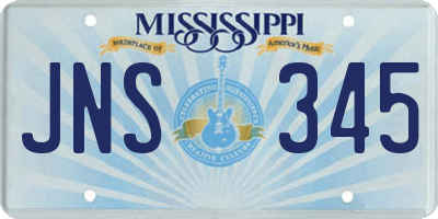 MS license plate JNS345