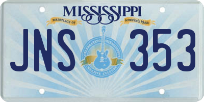 MS license plate JNS353